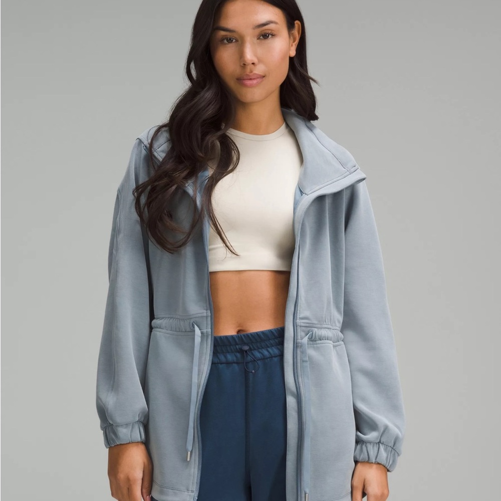 Lululemon Softstreme Cinch-Waist Full-Zip Jacket in a grey/blue color